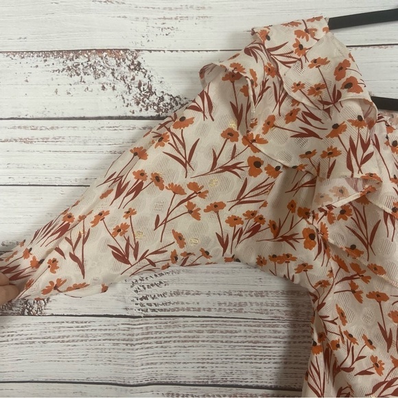 Maje Laurane One shoulder floral print popover size small blouse - Picture 4 of 9